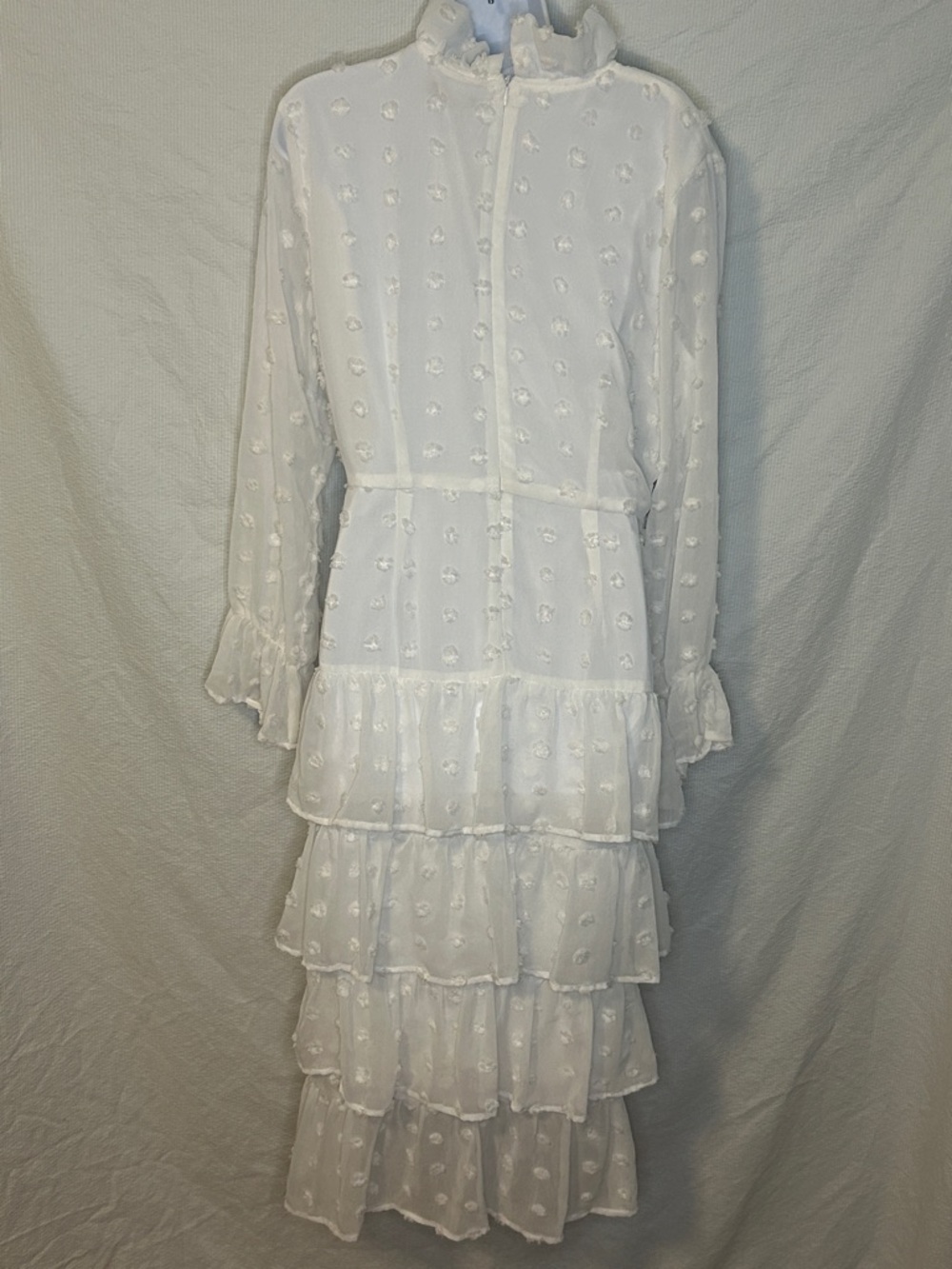 NWT Boohoo Bohemian Dotted Ruffled White Dress - Picture 2 of 7